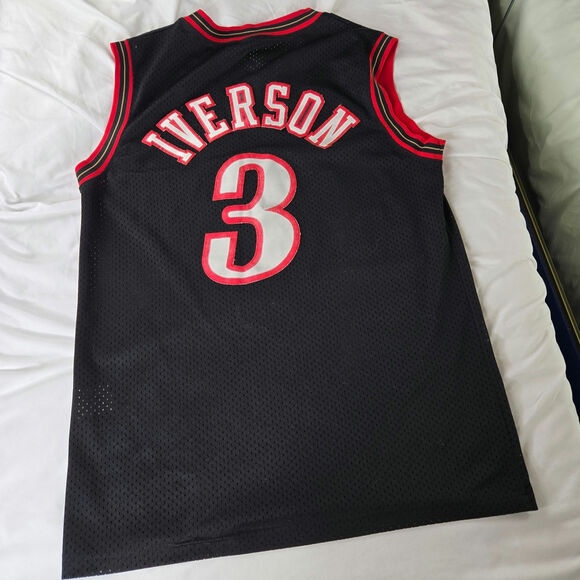 Nike NBA Rare "Jester" Jersey Throwback Allen Iverson 3 Sixers S length +2 black - Picture 3 of 11